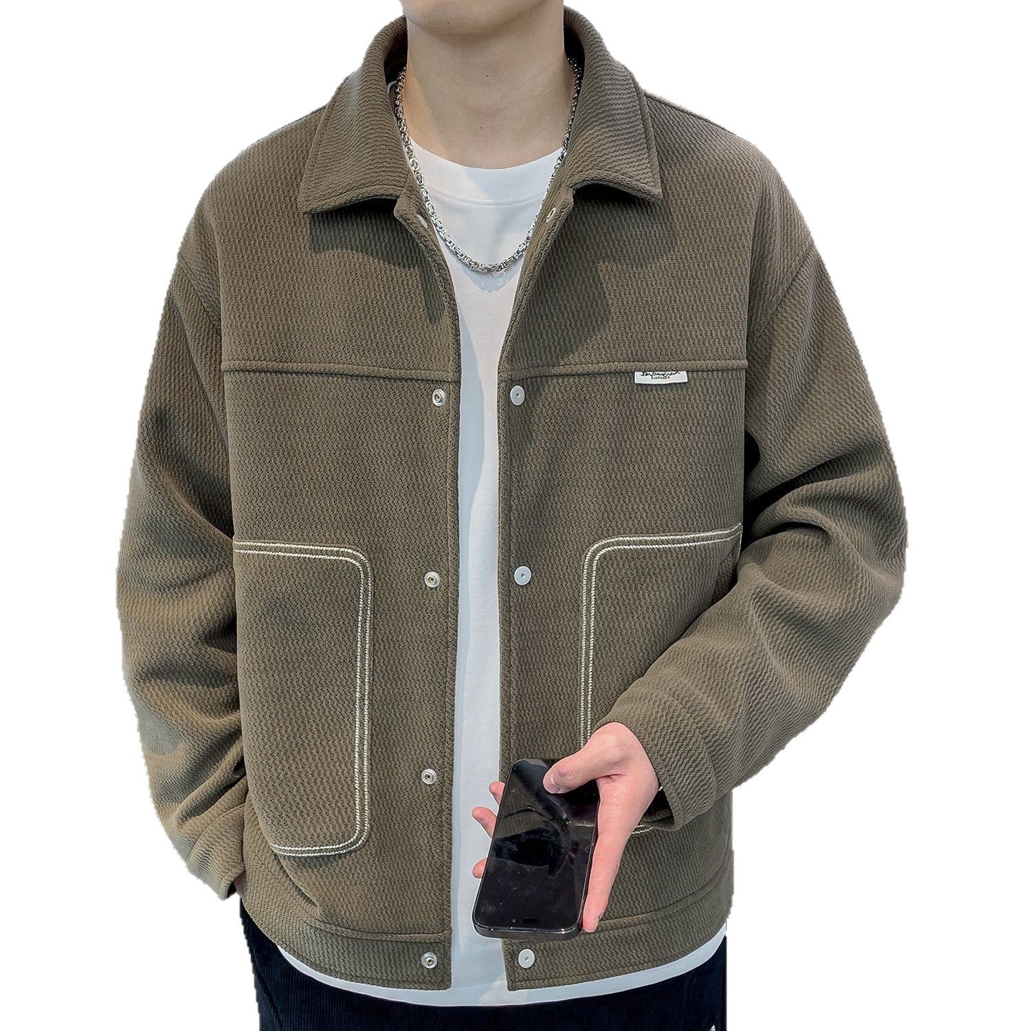 Mens Stylish Lapel Jacket A Versatile Outerwear Top