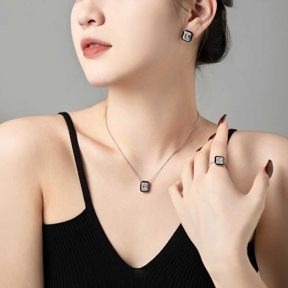 S925 Sterling Silver Ring Necklace And Earring Suit
