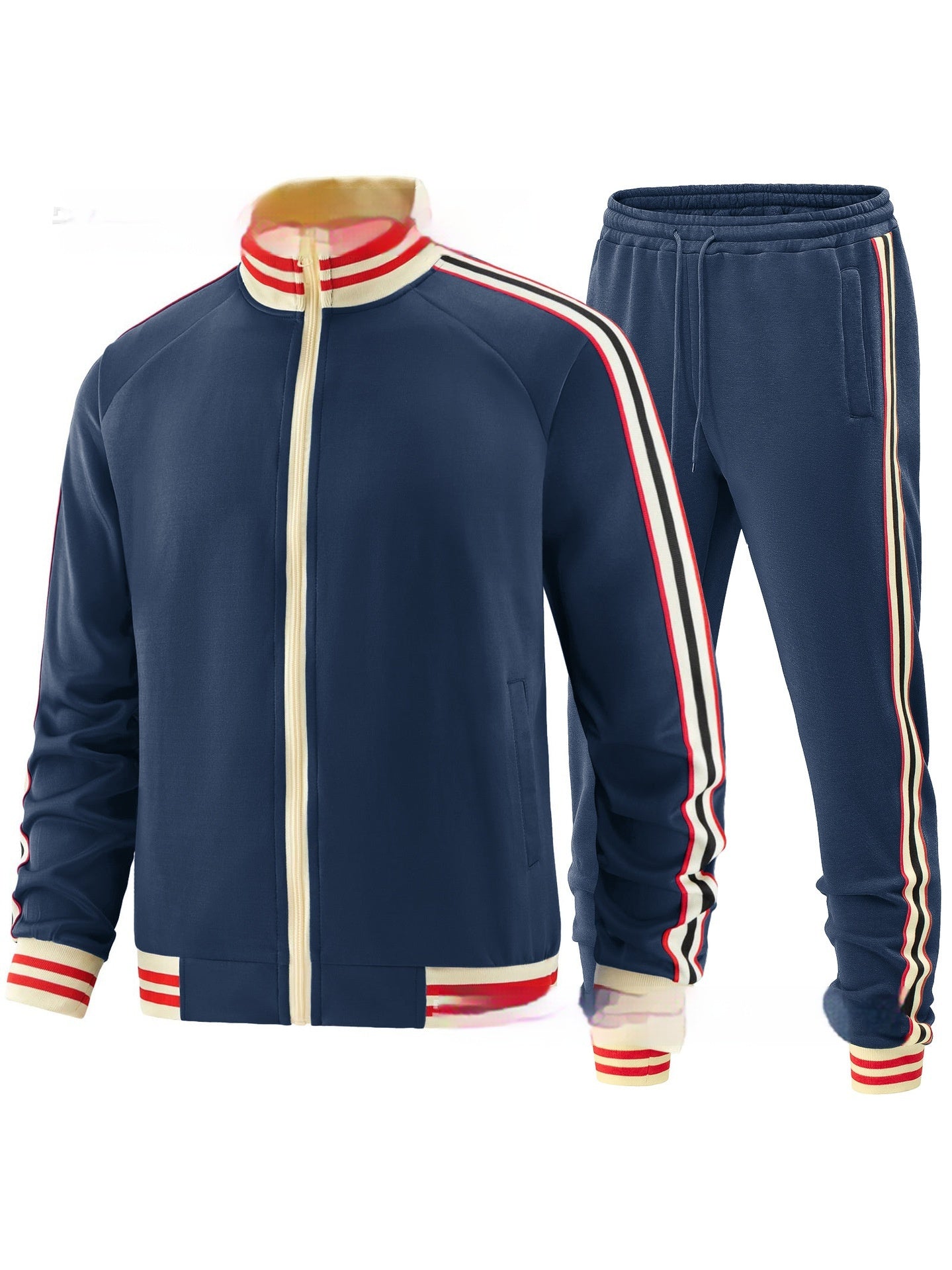 Men's Casual Sports Suit Color Matching Two-piece Set