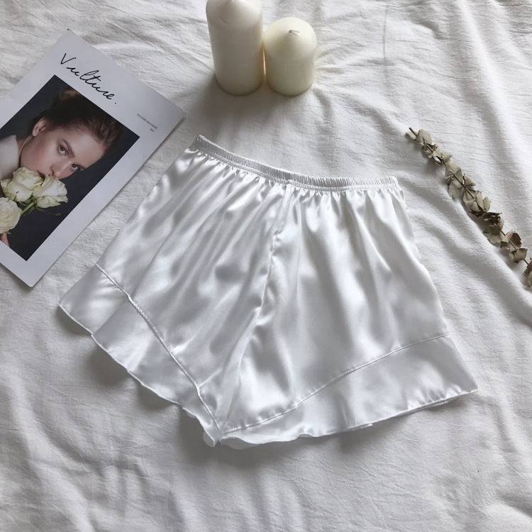Summer New Style Anti Exposure Pants Summer Thin Imitation Satin Three Point Insurance Pants Can Be Worn Inside And Outside Shorts For Women