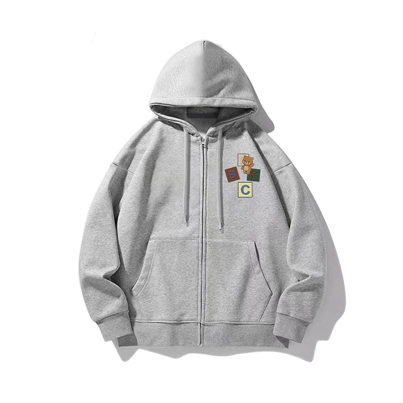 Melange Gray Zipper Cardigan Sweater Men And Women Autumn