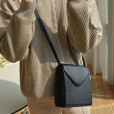 Simple Vertical Leather Shoulder Bag For Mobile Phone