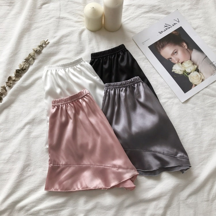 Summer New Style Anti Exposure Pants Summer Thin Imitation Satin Three Point Insurance Pants Can Be Worn Inside And Outside Shorts For Women