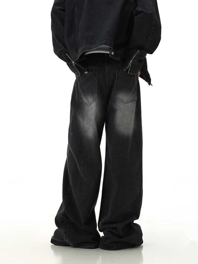 Retro Washed Jeans Men's Straight Casual Wide-leg Pants