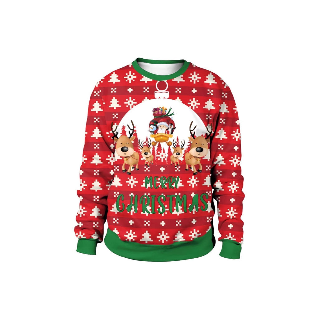 Men's And Women's 3D Printed Christmas Round Neck Sweater