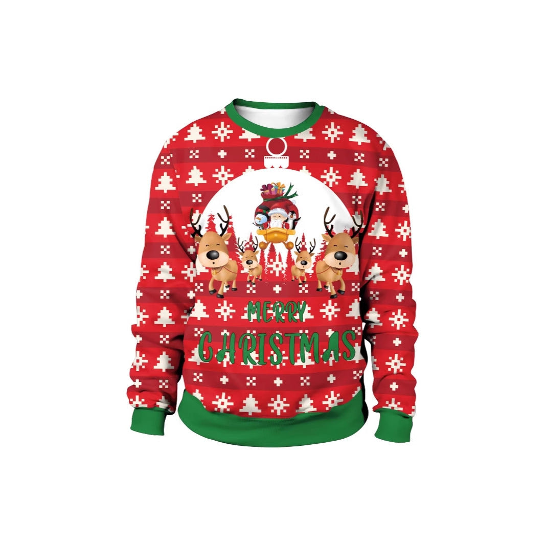 Men's And Women's 3D Printed Christmas Round Neck Sweater