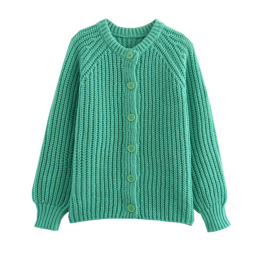 Fashion Round Neck Knitted Cardigan For Women