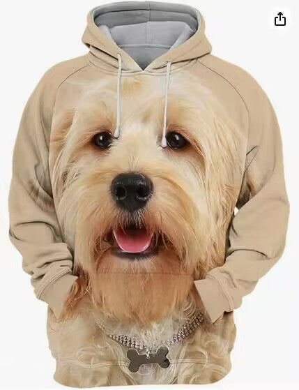 Men's Thermal Transfer 3D Dog Hoodie Coat