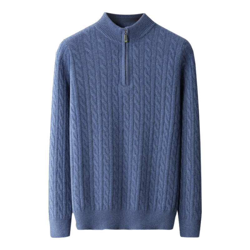 Pure Wool Sweater Men's Half-high Collar Pullover
