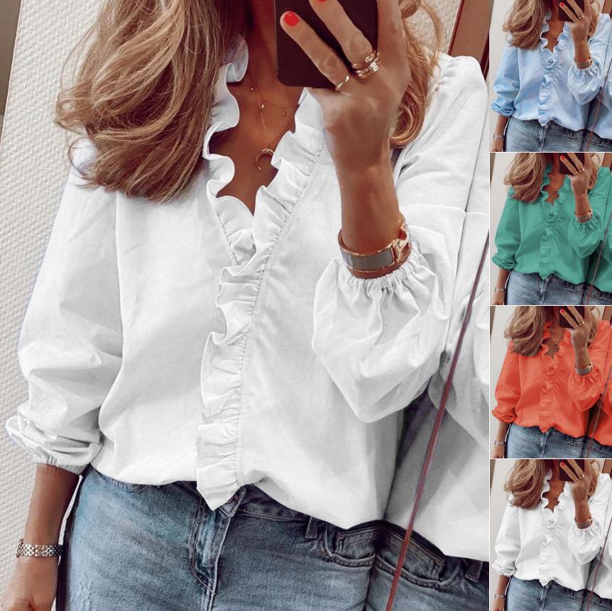 Ruffle Blouse Office Commuting Long-sleeved Pullover Shirt Women's Fashion Casual Daily Tops Clothing