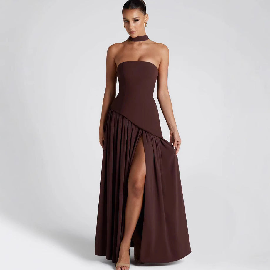 Irregular Tube Top Tied Dress Women