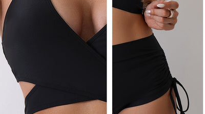 Fashion Cross Hollow Out Tied Women's Split Suit