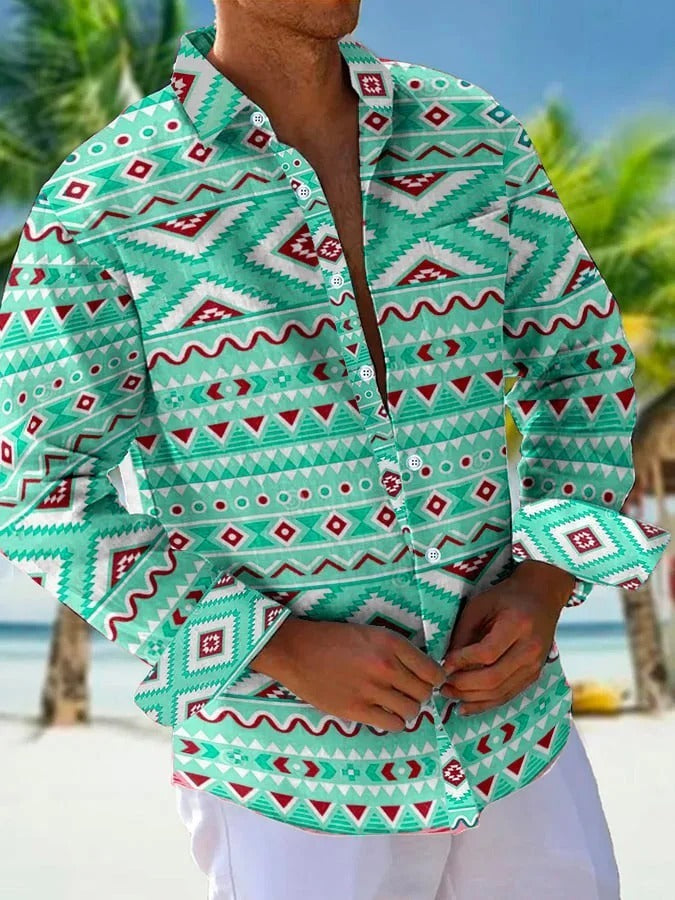 Men's Casual Long Sleeve Loose-fitting Shirt