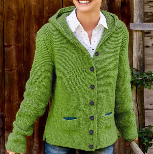 Hooded knitted cardigan