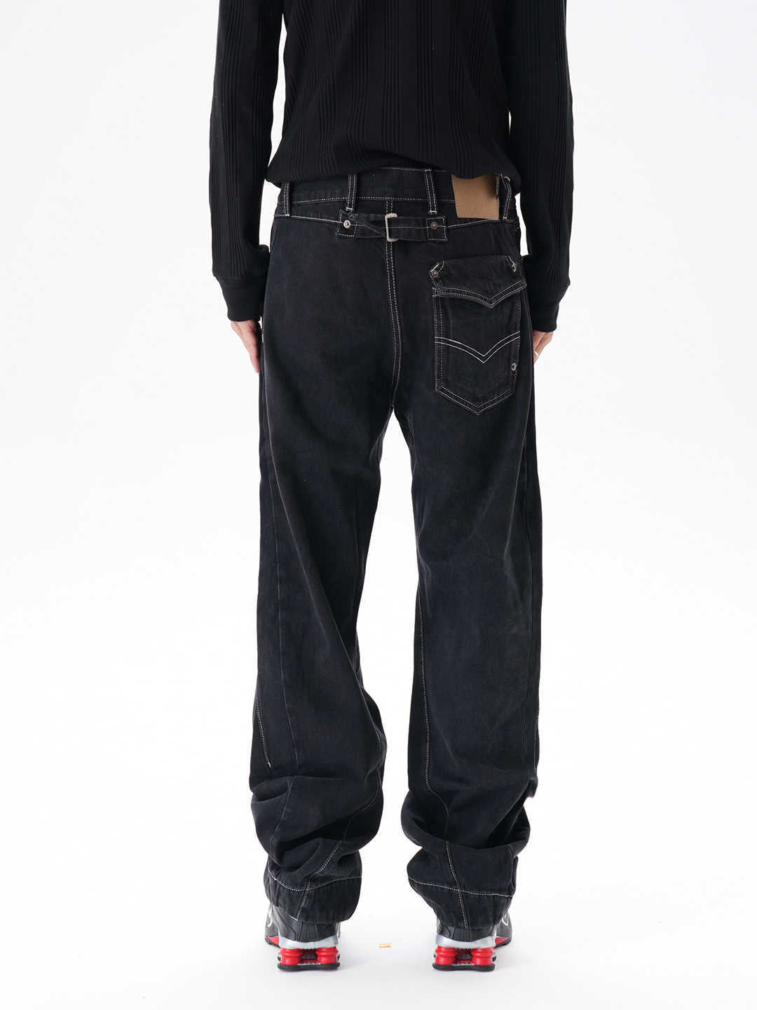 Contrast Color Loose Machete Jeans Men