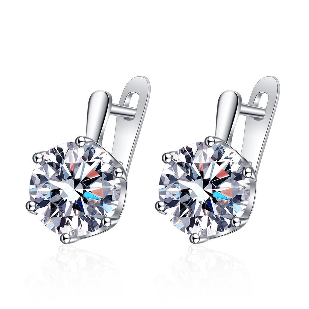 European And American Fashion Six-claw Super Flash Big Diamond Earrings