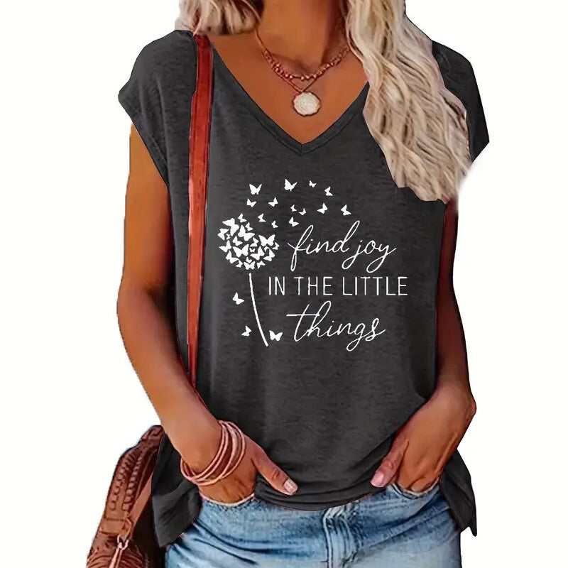 Women's 2-Pack Graphic Tees, Funny Print Short Sleeve Casual Summer Tops