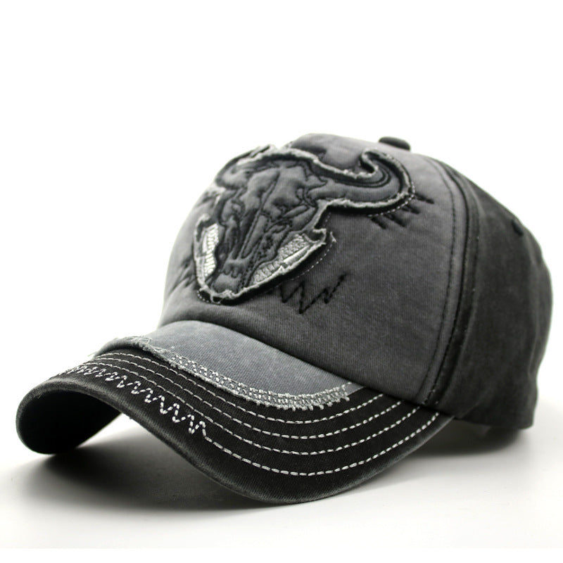 Washed Bull Head Baseball Cap