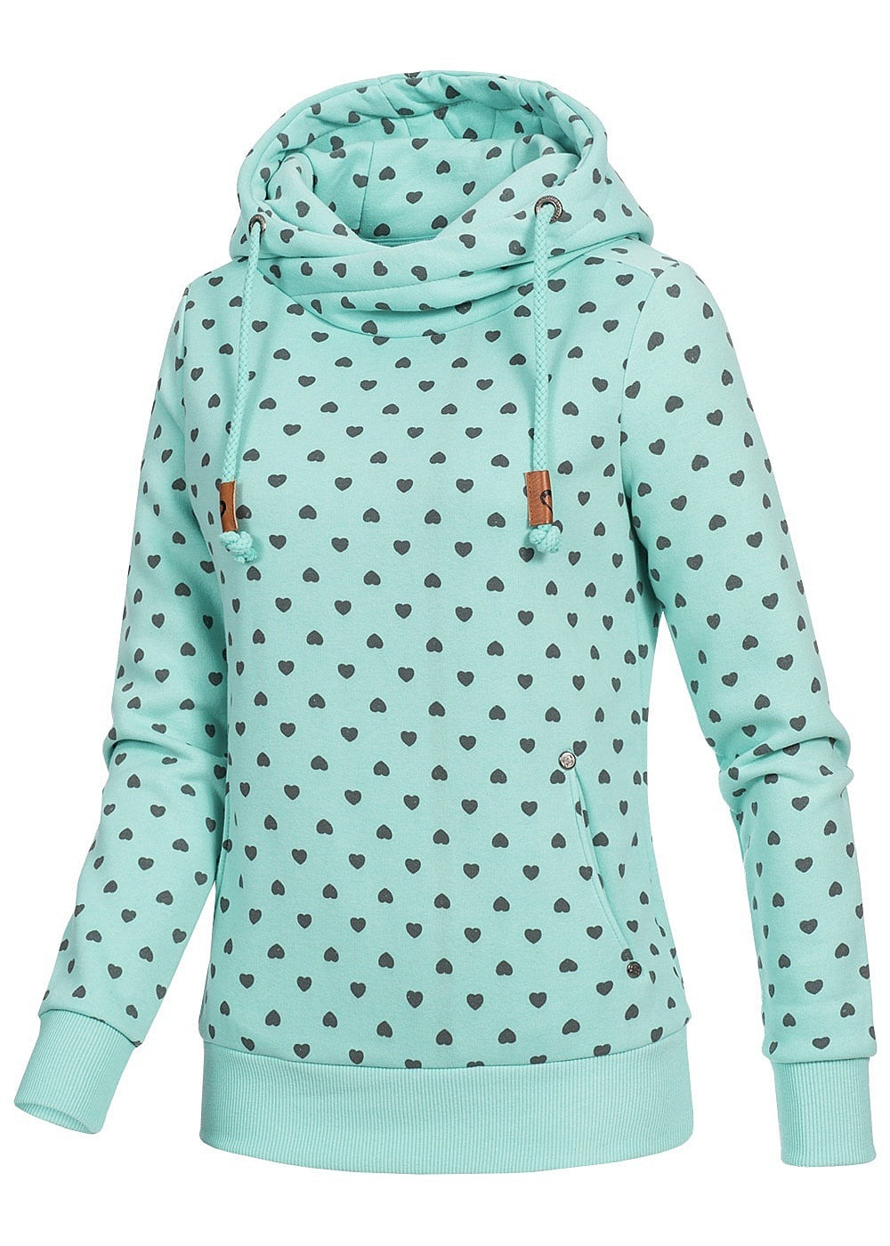Printed loose hooded sweatshirt