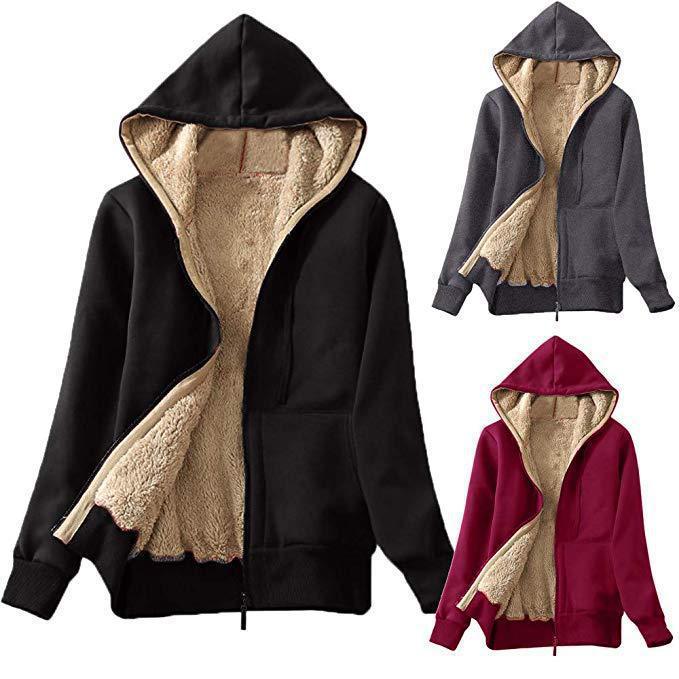 Plush hooded long-sleeved sweater plush coat top