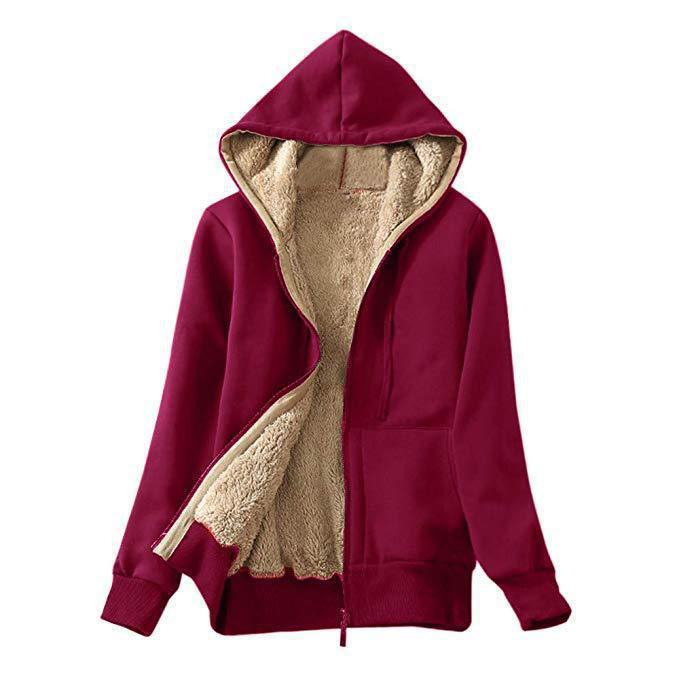 Plush hooded long-sleeved sweater plush coat top