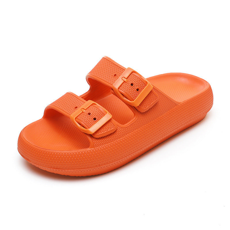 High Elastic Rubber Soft Platform Double Buckle Slippers For Women