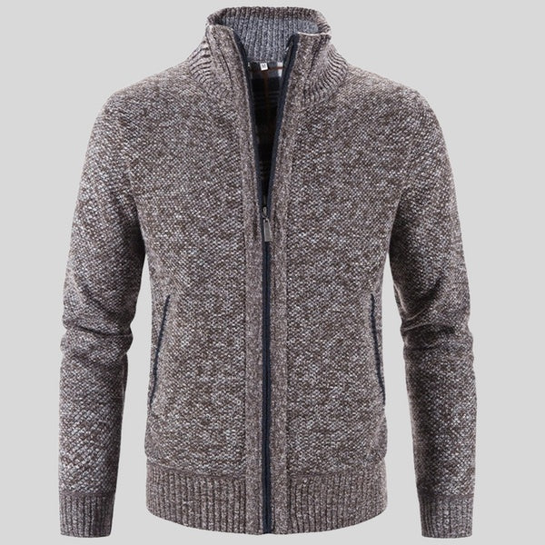 Men's Solid Color Stand Collar Cardigan Jacket