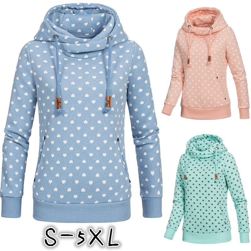 Printed loose hooded sweatshirt