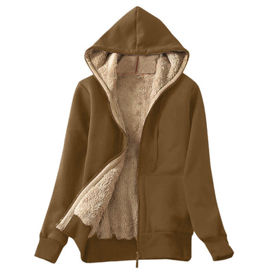 Plush hooded long-sleeved sweater plush coat top