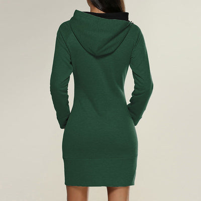 New hooded zipper pullover mid-length sweater