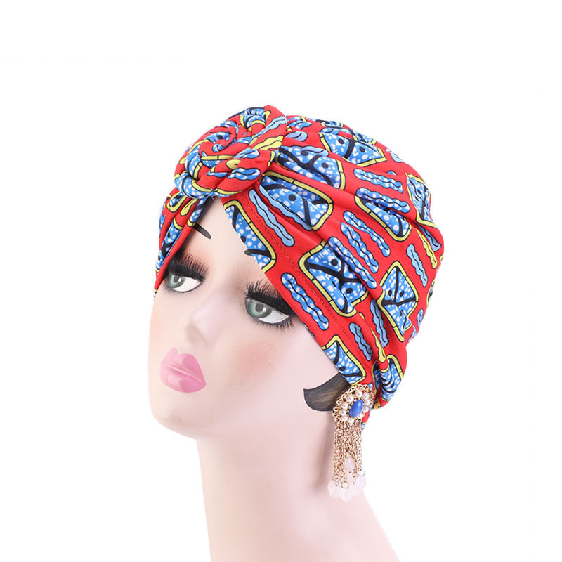 Ethnic wind swirl knotted turban hat