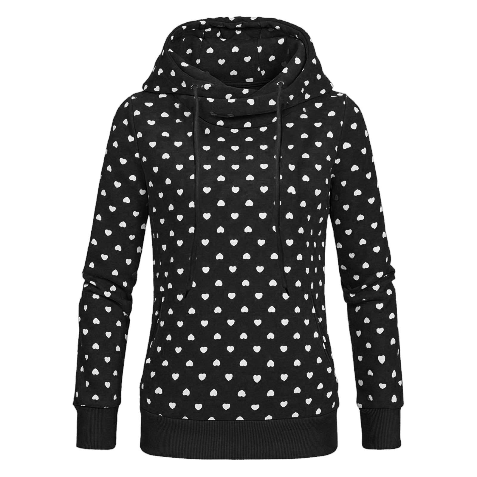 Printed loose hooded sweatshirt