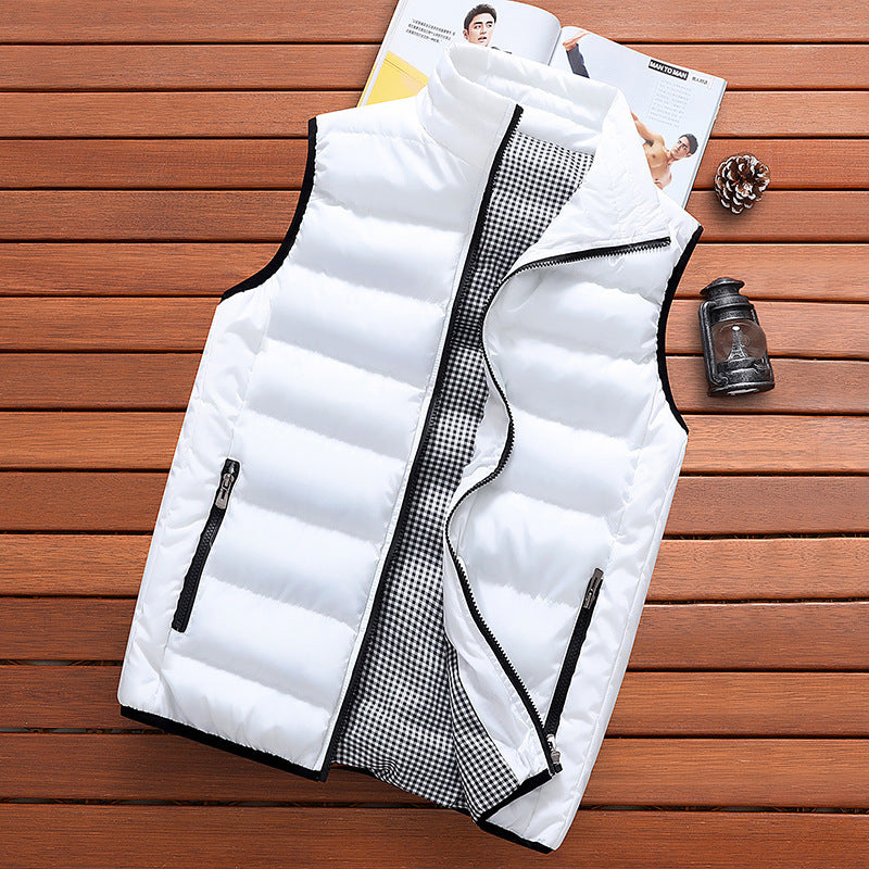 Vest Men'S Fashion Stand-Up Collar Autumn And Winter Warm Vest Heating Casual Trend Vest Men'S Silk Cotton Jacket Waistcoat