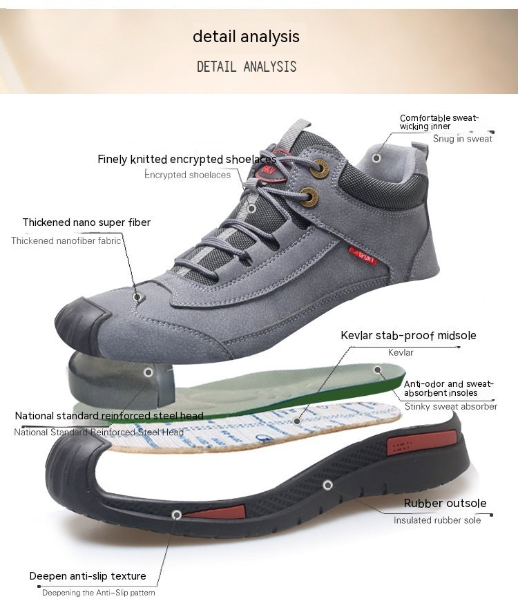 High-top Waterproof Welder Shoes Deodorant Steel Head Anti-smashing Shoes Wear-resistant