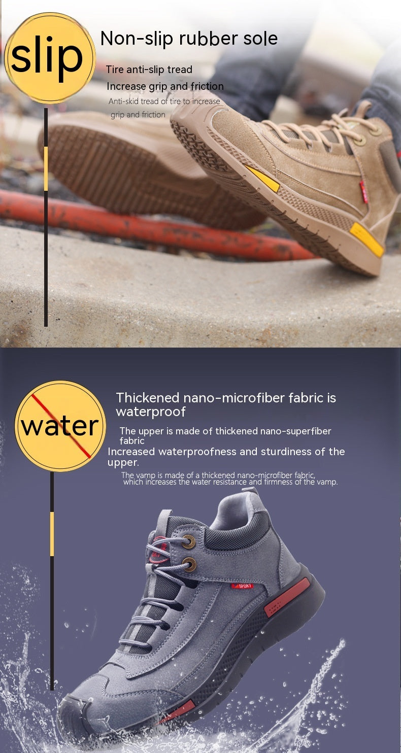 High-top Waterproof Welder Shoes Deodorant Steel Head Anti-smashing Shoes Wear-resistant