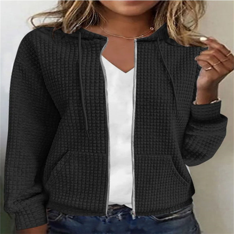 Women's Zipper Hooded Cardigan Long Sleeve Sweater Coat