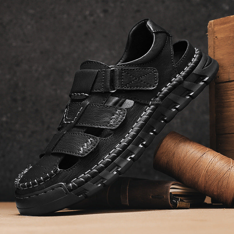 Men's Simple All-match Leather Non-slip Sandals