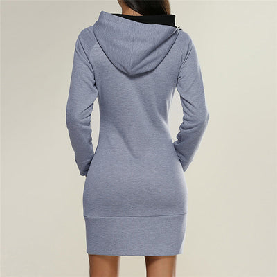 New hooded zipper pullover mid-length sweater