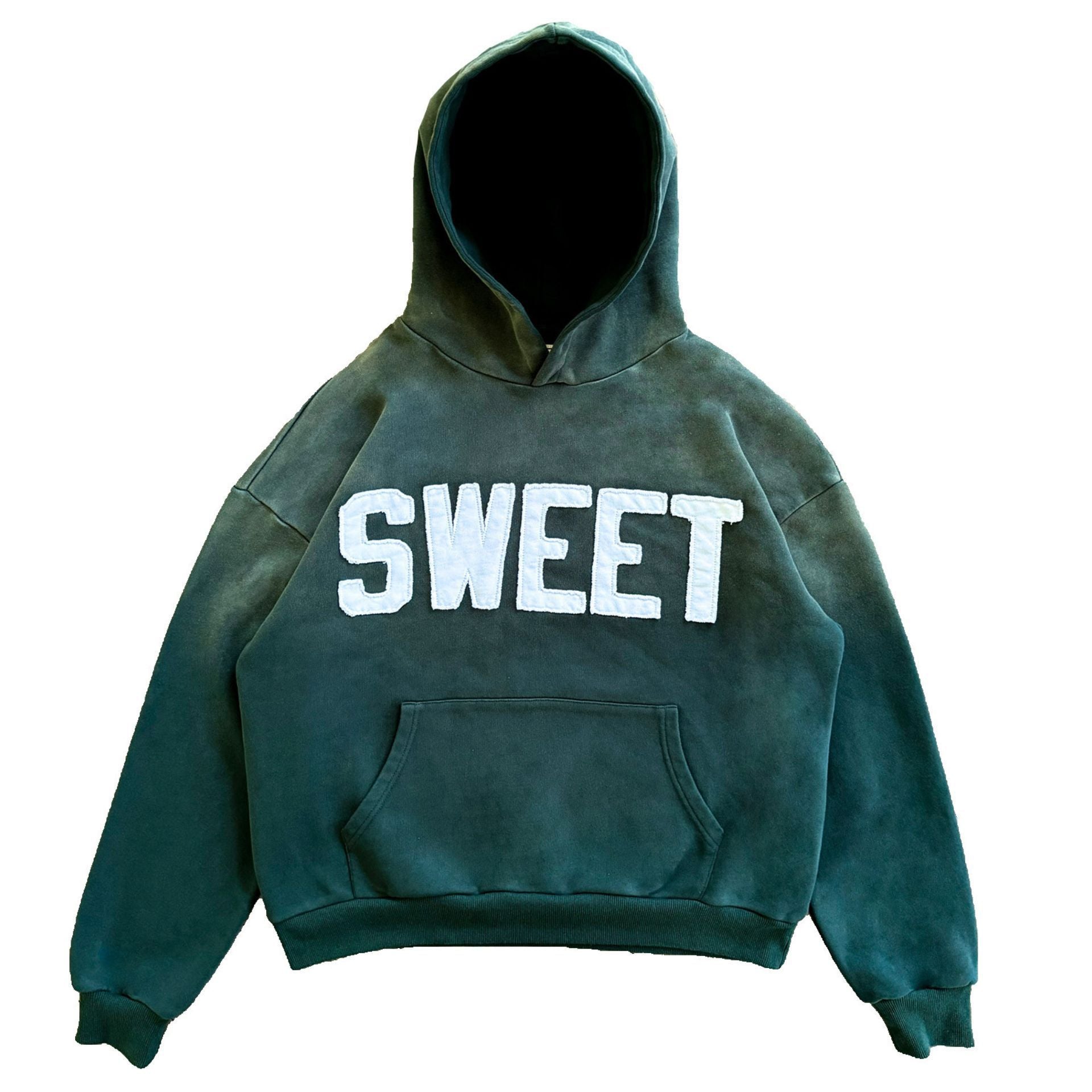 English Printed Loose Hooded Sweatshirt