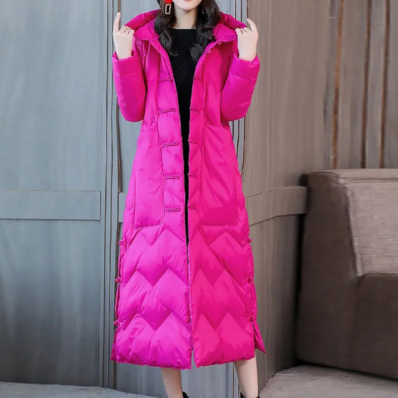 Knee-length Chinese-style Retro Frog-button Coat