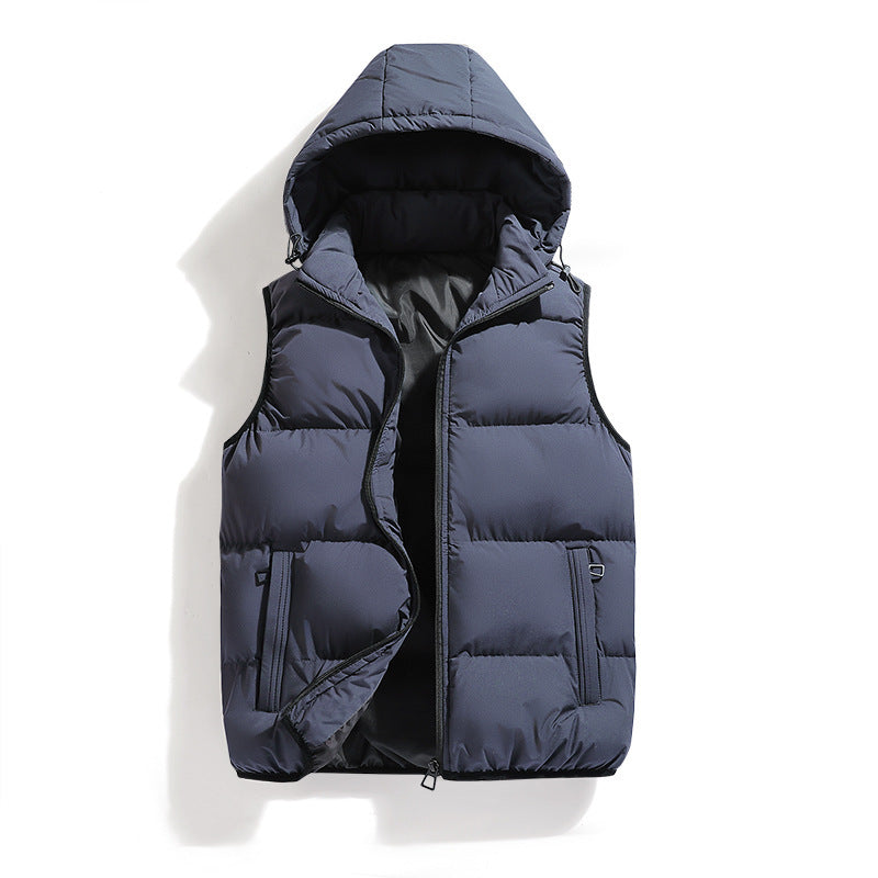 Cotton Casual Detachable Hooded Thickened Thermal Vest