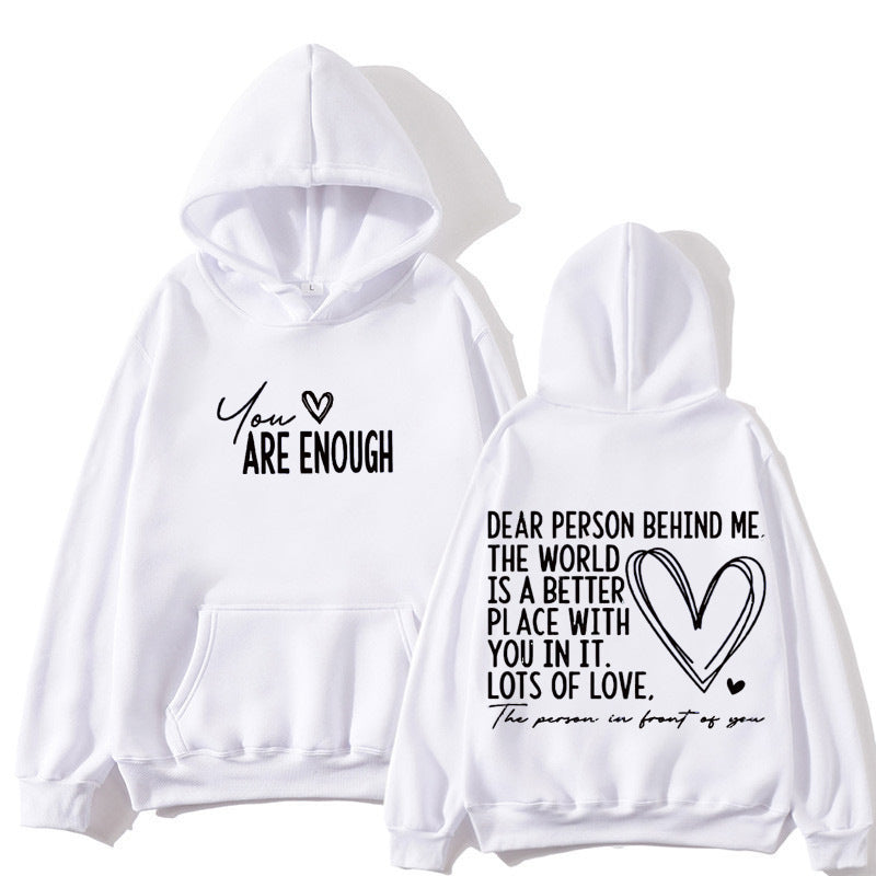 New YOU ARE ENOUGH Lettered Casual Hoodie