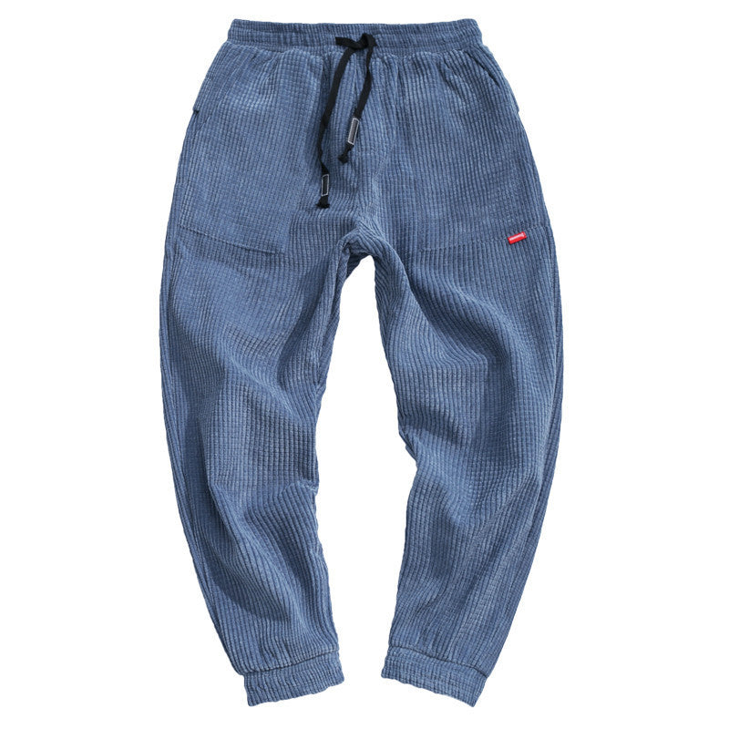 Blue corduroy trousers