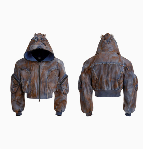 Waste Soil Wind Old Mud Dyed Fake Two Pieces Jeans