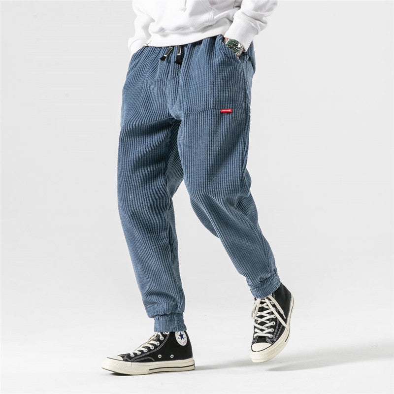 Blue corduroy trousers