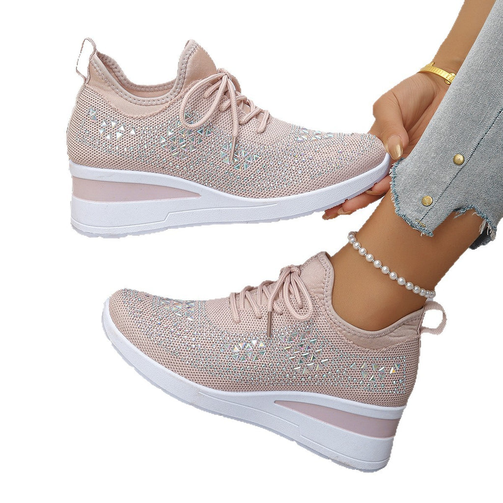 Rhinestone Lace Up Fashion Style Daily Commuter Women's Casual Shoes