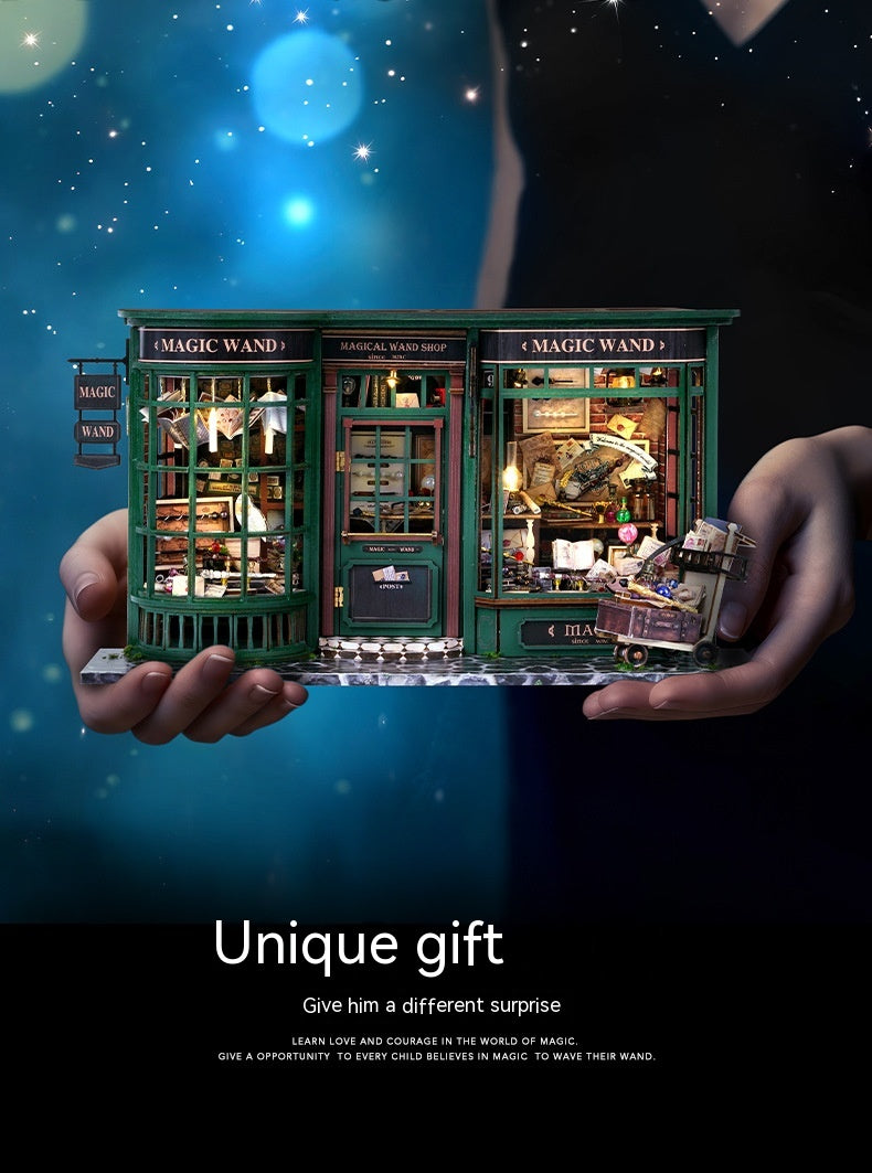 Children's Toy Magic Street House Decoration Birthday Gift Creative Handmade DIY Wooden Assembly Model