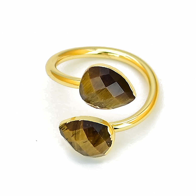 Popular Accessories Tiger Eye Ring Natural Stone Twisted Ring