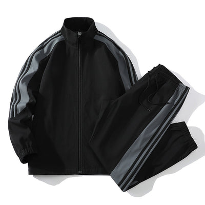 Sports Men's Trendy Handsome Casual Stand Collar Top And Trousers Two-piece Set