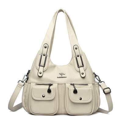 Middle-aged Mom Solid Color Crossbody Handbag